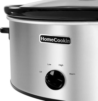 6 Quart Slow Cooker Oval Manual Pot Food Warmer with 3 Cooking Settings, Stainless Steel2