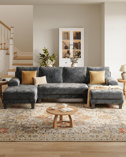 U-Shaped Sectional Couches for Living Room | 112 Inch Modern Sectional Couch | Dark Grey Chenille Sofa with Double Chaise for Apartment7