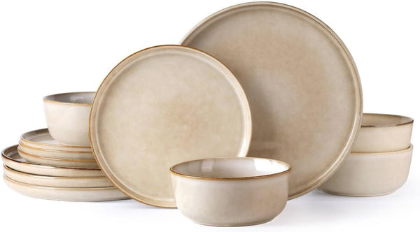 Stoneware Dinnerware Sets for 4, 12 Piece Plates and Bowls Sets1