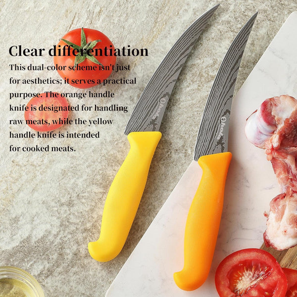 2PCS Curved Boning Knife, OHOLA 6 Inch Deboning Knife, Premium Stainless Steel Fillet Knife with Ergonomic PP Hanlde, Great for Meat, Fish, Poultry, Cutting, Trimming, Dishwasher Safe7