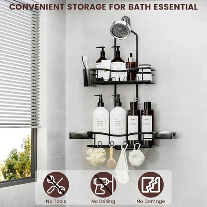 Rustproof Shower Caddy Hanging with Soap Holders for Bathroom, Black2