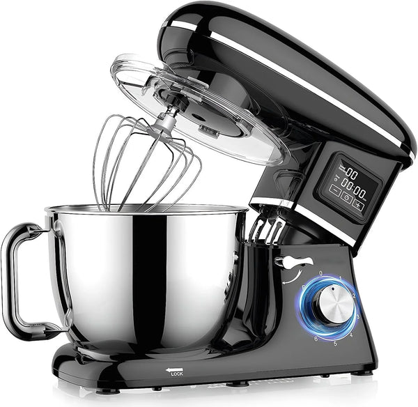 Electric Stand Mixer with LED Display & Timer 6.5QT Bowl Stainless Steel, 1350W 6-Speeds Kitchen Stand up Mixer for Baking Cakes Cookie Bread Salad Food with Egg Whisk, Dough Hook, Beater1
