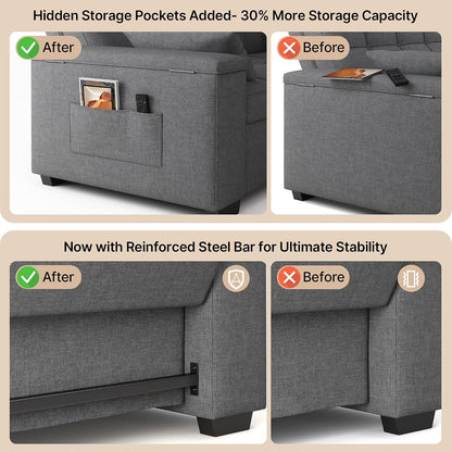 Convertible Sofa Bed 63.6'' 3 in 1 Sleeper Sofa Small Loveseat Couch7