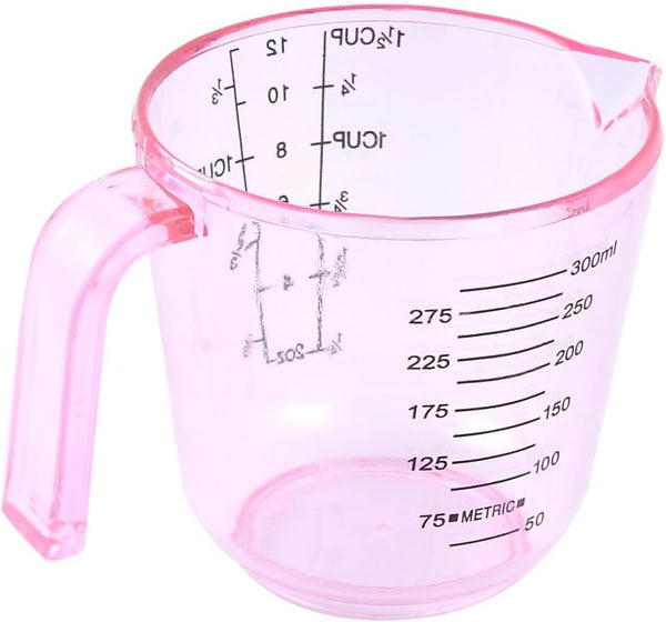 Plastic Kitchen Flour Sugar Milk Measurement Beaker Measuring Cup Mug 300Ml Clear Pink2