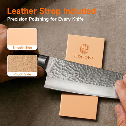 Rolling Knife Sharpener with Diamond & Ceramic Disc, Classic Kit | 15° & 20° Magnetic Angle Guides, Leather Strop, Fast & Safe Sharpening Kit, for Any Hardness Kitchen & Pocket Knives6