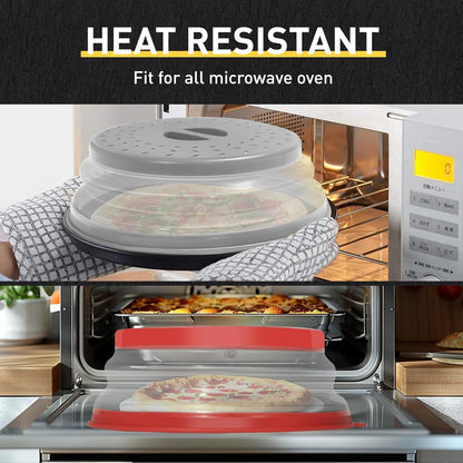 2 Pack Collapsible Microwave Splatter Cover, Red & Grey | Vented Microwave Splatter Guard, Food Cover with Hook Hole, Vegetable Fruit Colander Multi-Function Kitchen Gadget5
