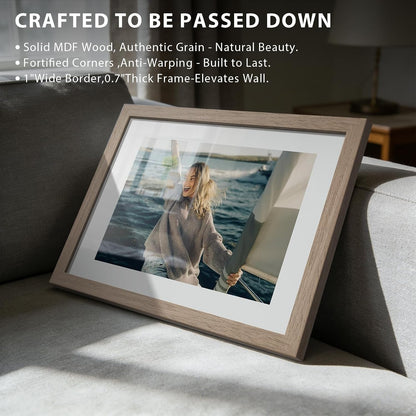 11X17 Picture Frame 5 Pack, Walnut Solid Wood Poster Frame for Wall8