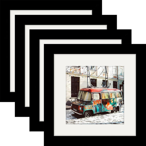 6X6 Black Picture Frames Natural Solid Wood Environmental Paint Photo Frame for Table or Wall Decorate, 4 Pack1