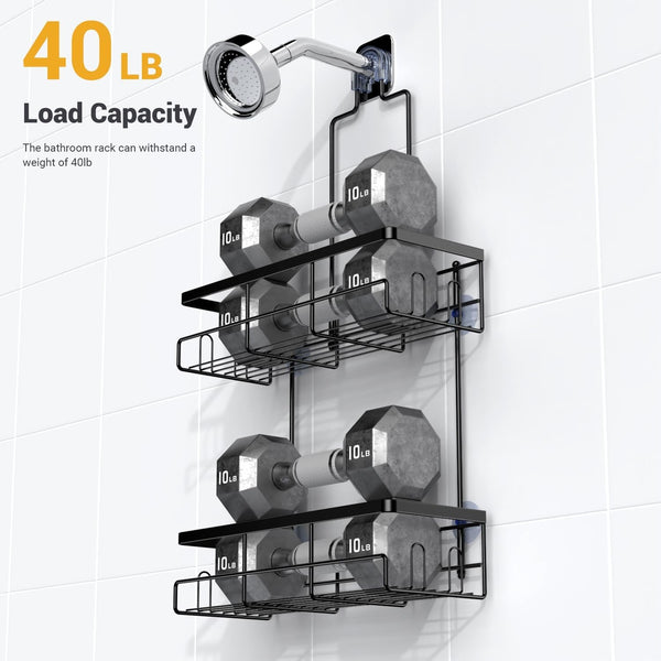 Hanging Shower Caddy over Showerhead - Rustproof No Drill Shower Organizer4