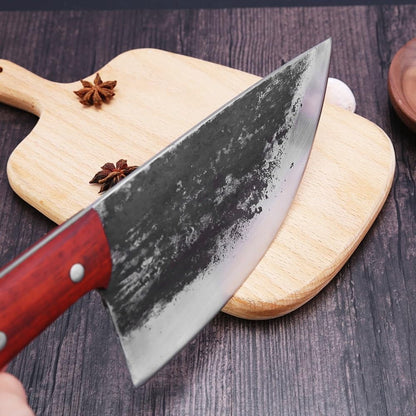 Meat Cleaver, 8 Inch High Carbon Steel Forged Butcher Knife Chef Kitchen Knives Chopping Cleaver with Wood Handle6