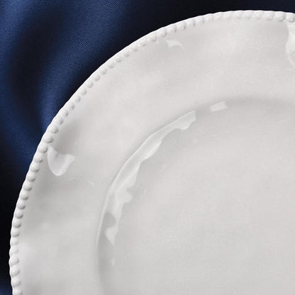 Perlette Melamine Dinnerware Sets,Service for 4, Cream Plates and Bowls Set with Beaded Edge, BPA Free Dishwasher Safe, Heavy Duty Unbreakable Dinnerware for Wedding Party Camping Outdoor3