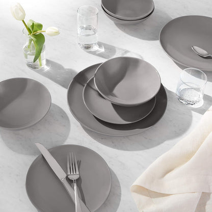 18-Piece Stoneware Dinnerware Set, Service for 6, Microwave and Dishwasher Safe, Plates and Bowls for Everyday Use, Smokey Grey7