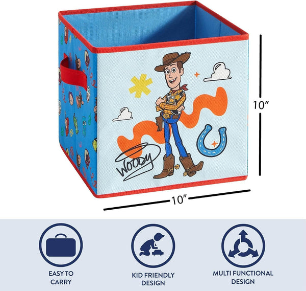 Disney Pixar Toy Story Storage Cubes for Kids,2 Pack 10"X10" Collapsible Fabric Bins with Handles, Organizer Boxes with Handles for Bedroom, Playroom & Nursery4