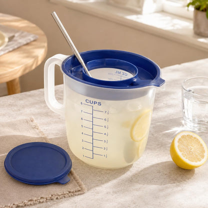 8 Cup Measuring Cup with Splash Guard Lid, Bpa-Free Plastic Mixing Bowl for Baking, Pancakes & Meal Prep, Clear Accurate Measurement Marks2