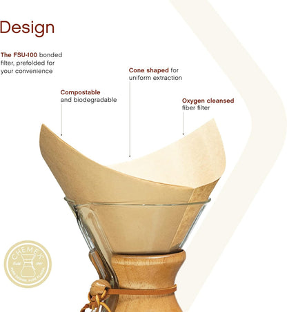Unbleached Coffee Filters, Pour over Filter AFSU-100 | Unbleached Oxygen-Cleansed Paper, Thicker, Eco-Friendly, Fits All except CM-12