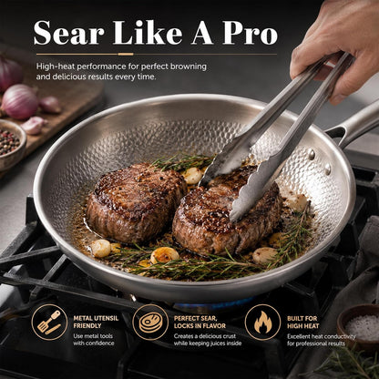 Titanium Pan, 12 Inch Hammered Titanium Pro Frying Pan with Lid, Healthy Skillet for Cooking, PFAS PFOA PTFE Free Cookware, Dishwasher & Oven Safe, Induction Ready4