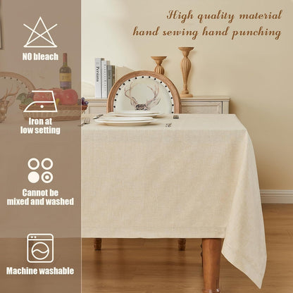 Oval Tablecloth 155 X 300 Cm, Beige Tablecloth Linen Tablecover, Texture, Large Table Cloth Hollow Design, Hand Punched, for Kitchen, Office, Table Decoration3