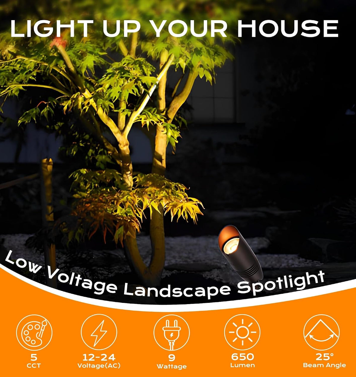 9w-5cct-led-landscape-lighting-low-voltage-ac-dc-12v-outdoor-spotlights-with-spike-stand-waterproof-pathway-lights-2200k-2700k-3000k-4000k-5000k-selectable-pack-of-4-bronze