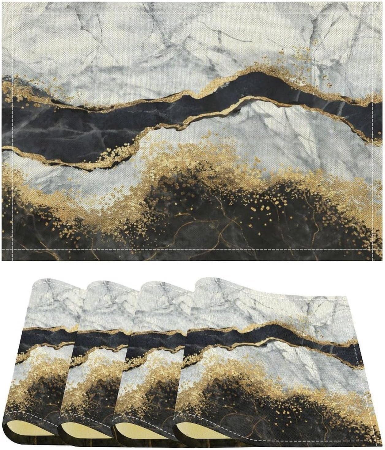 marble-placemats-set-of-4-abstract-art-black-gold-marble-texture-modern-table-mats-non-slip-heat-resistant-washable-place-mats-for-kitchen-dining-cafe-party-18x12-inch
