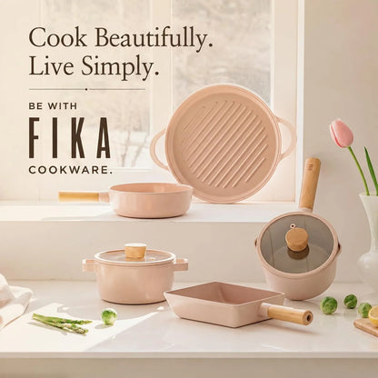 FIKA Small 7-Inch Deep Ceramic Coated Wok Pan, Nonstick Stir Fry & Soup Pan with Natural Wooden Handle, Induction Compatible for All Stovetops, Made in Korea, Made in Korea (18Cm)8