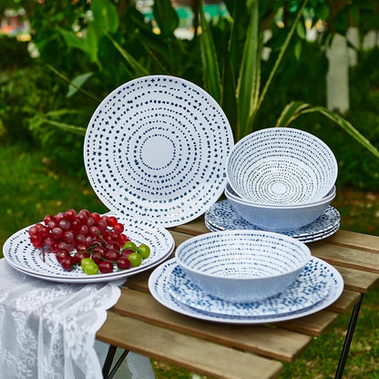 Melamine Dinnerware Set of 12 Pcs Dinner Dishes Set Bowls and Plates3