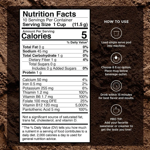 Slim Organic Medium Dark Roast Coffee Pods for Diet Support, 24Ct | B Vitamins2