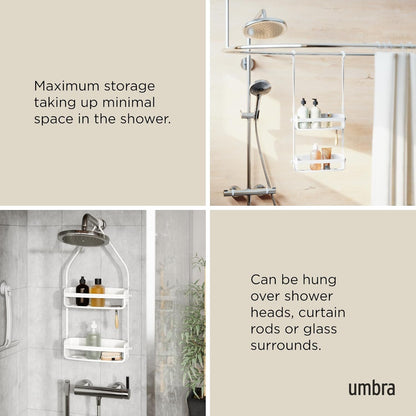 Flex Shower Caddy, Hanging 2 Shelves Bathroom Organizer, White4