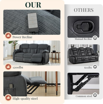 78" Power Reclining Sofa, Electric Recliner Couch, Dark Gray5
