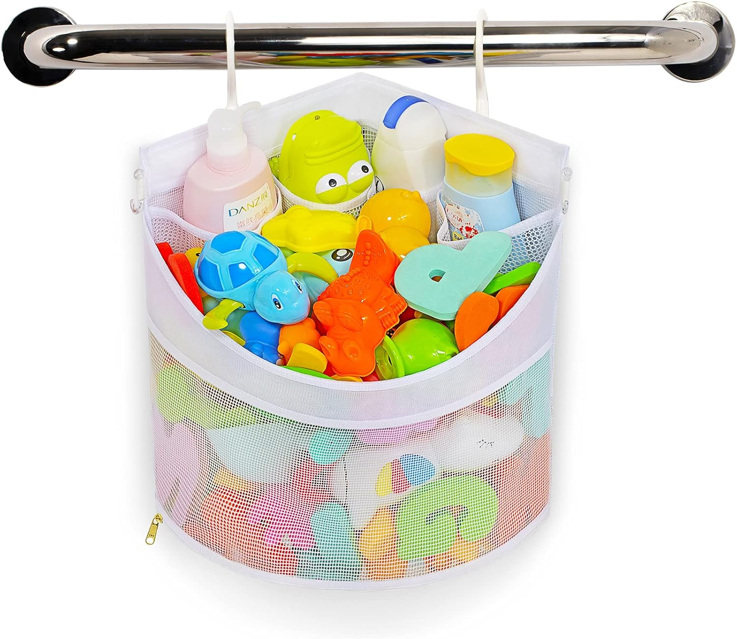 baby-bath-toy-organizer-quick-drying-bath-toy-holder-large-capacity-multi-use-shower-caddy-white