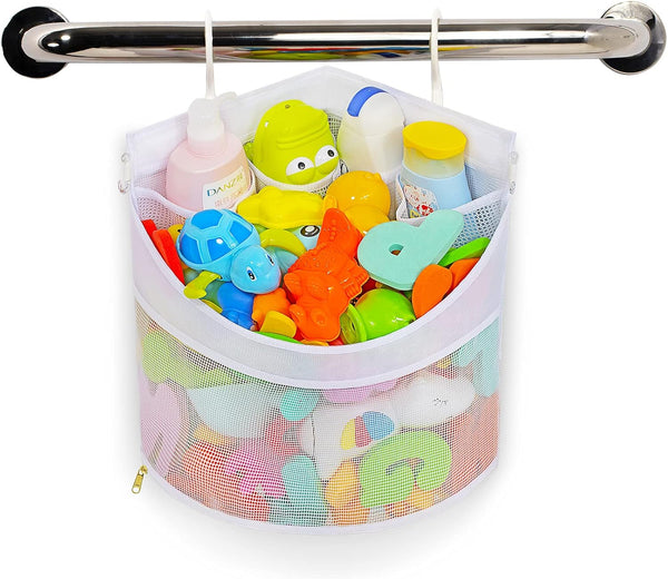 Baby Bath Toy Organizer, Quick Drying, Bath Toy Holder, Large Capacity Multi Use Shower Caddy (White)5