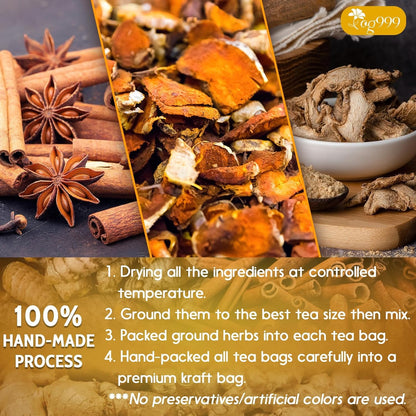 120 Bags Premium Turmeric Ginger Cinnamon Tea, Improve Digestion, Support Brain, Weight, Skin and Sleep, Eco-Conscious Tea Bags and Premium Natural Ingredients. Turmeric Ginger Herbal Tea. No Sugar, No Caffeine, No Gluten, Vegan.7