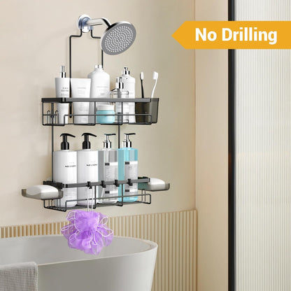 Hanging Shower Caddy over Showerhead - Rustproof No Drill Shower Organizer5