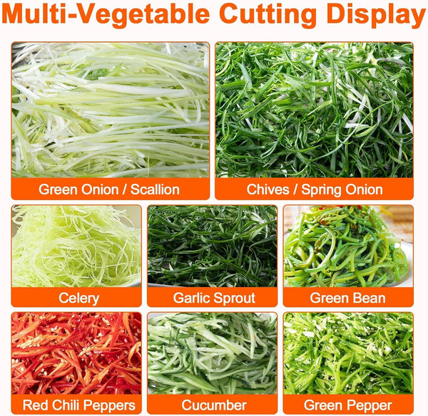Electric Scallion Shredder, 200W Commecial Green Onion Slicer, Vegetable Spring Onion Shredder with 2.3Mm Shreds and Catch Tray for Chili Beans Garlic Shoots Celery, 110V, 110LBS/H Production7
