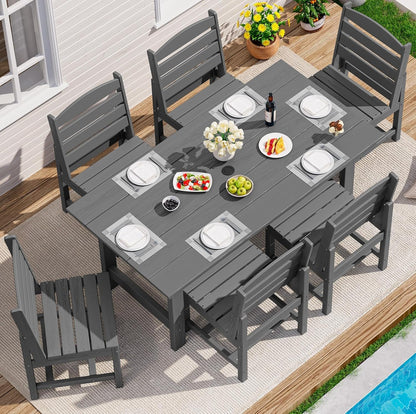 Armless Outdoor Dining Set, Patio Dining Set for 6, Gray1