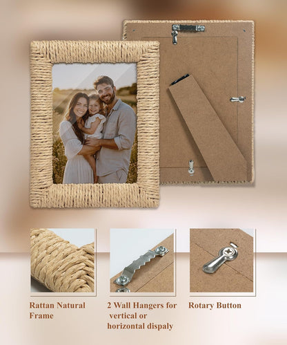 Boho 5X7 Picture Frame Rattan Photo Frame7