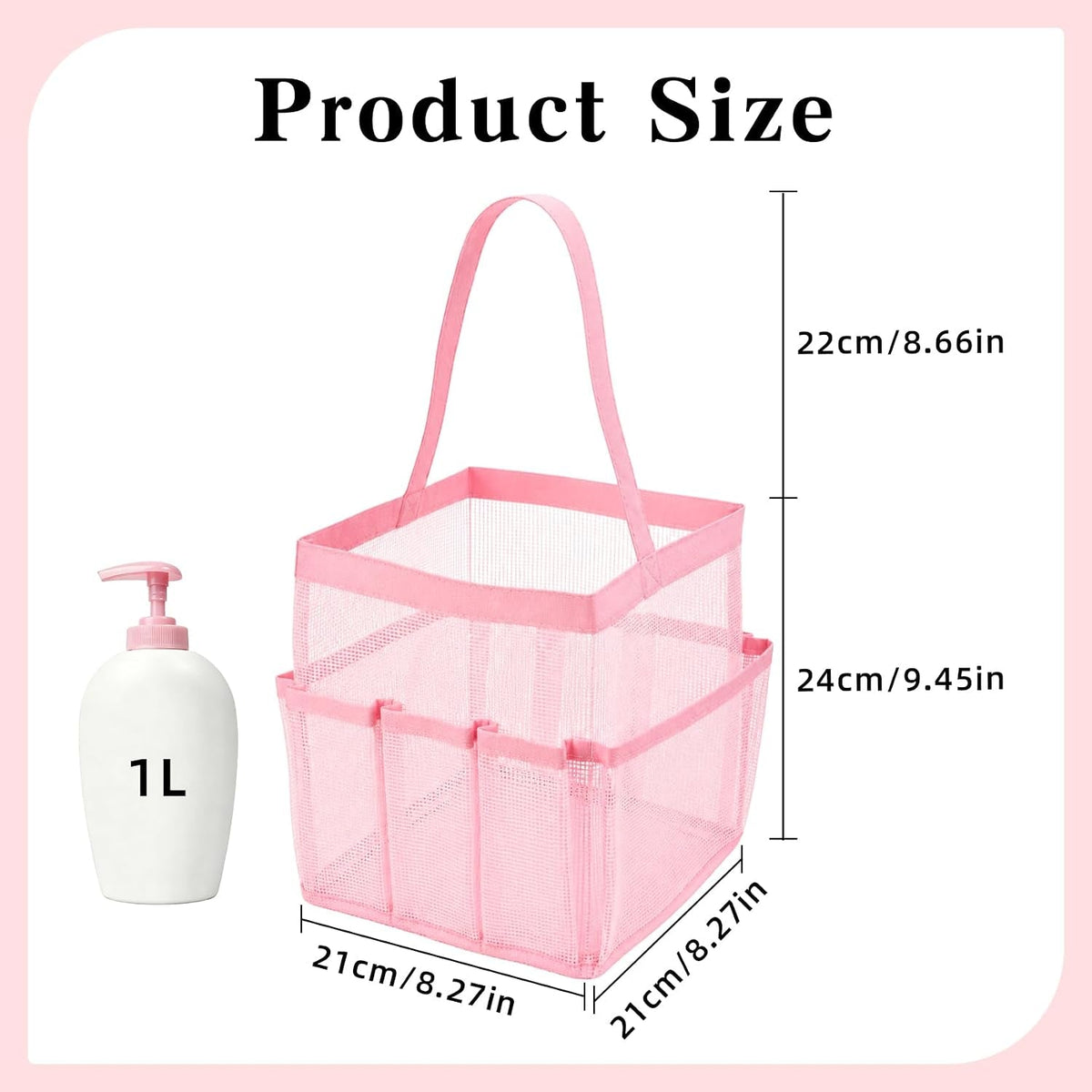 mesh-shower-caddy-9-pocket-large-capacity-beach-tote-bag-with-handle-portable-shower-caddy-bag-for-college-dorm-room-essentials-pink-hanging-bathroom-bag-for-toiletry-swimming-gym-camp-beach