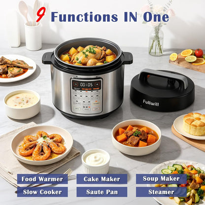 6QT Electric Pressure Cooker, 9-In-1 Multi-Use Programmable Pressure Cooker with Slow Cook, Rice Cook, Steamer, Sauté, Yogurt Maker, Food Warmer, Foodie Helper3
