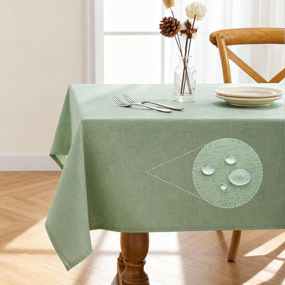 Rectangle Linen Tablecloth Waterproof & Stain Resistant, Wrinkle-Free Table Cloth Adds Elegance and Protection, Ideal for Dining, Party, Wedding and Outdoor, 52 X 70 Inch, Sage Green1