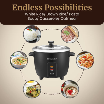 ERC006SS 6-Cup Electric Rice Cooker with Stainless Steel Inner Pot, Makes Soups, Stews, Porridges, Grains and Cereals, 6 Cup (3 Cups Uncooked), Black7