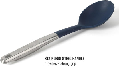 Calphalon Prime Kitchen Spoon, Kitchen Cooking Spoon, Silicone Spoon, Stainless Steel Spoon with Navy Silicone Head High-Heat Resistant for Nonstick Cookware, Ergonomic Handle for Stirring5