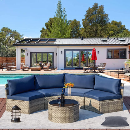 Blue 7-Piece Curved Wicker Rattan Outdoor Patio Sectional8