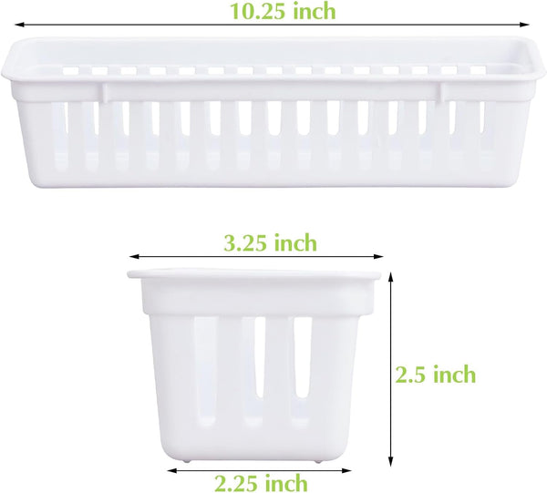 12 Pack Slim Plastic Storage Basket Tray Organizer, White2