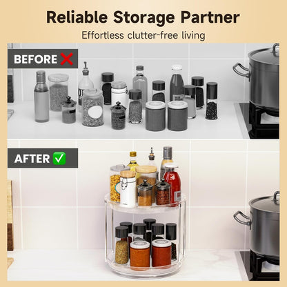 2 Tier Non-Skid Lazy Susan Turntable Organizer, 9" Rotating Spice Rack6