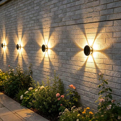 2 Pack 12 LED Solar Fence Lights，Wall Lamp with Floral Theme,Solar Wall Lights Outdoor Waterproof for Fence, Garden, Courtyard, Balcony, Terrace, Porch.2
