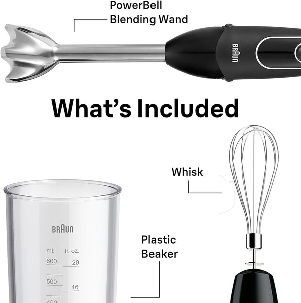 Braun Multiquick 5 Hand Blender, W/Beaker and Whisk, 350W, Dual Speed | #1 Hand Blender Brand, Beaker, Stainless Steel Blades, Slip Proof, Ergonomic Handle, Blend, Chop, Whisk, Mash, Crush, Puree8
