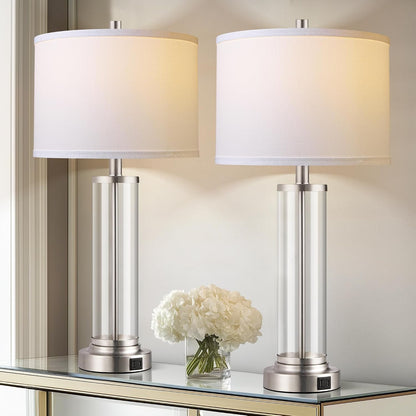 Glass Table Lamps Set of 2, Modern Silver Dimmable beside Lamps for Bedroom9