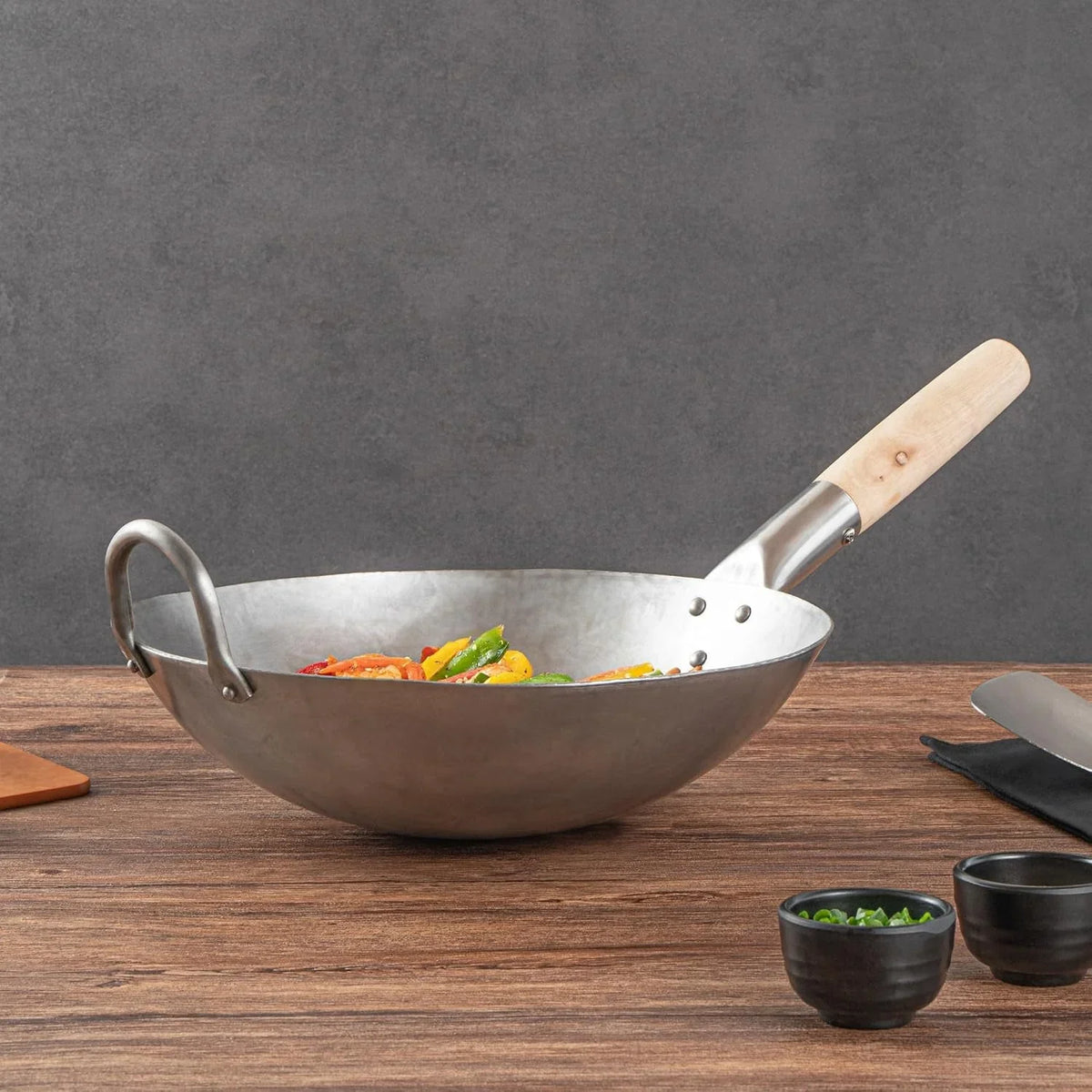 carbon-steel-wok-1-pack-of-12-inch-heavy-duty-stir-fry-pan-silver-hand-hammered-wok-efficient-maneuvering-steel-helper-handle-uniform-heat-distribution-asian-cooking