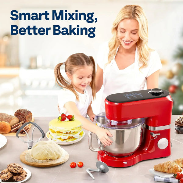 Stand Mixer with Dough Proofing, 6-Quart Tilt-Head Mixer, Red | One-Touch Programs, Adjustable Temperature & Time, Flex Edge Beater, Dough Hook, Whisk, Stainless Steel Bowl, Splash Guard2
