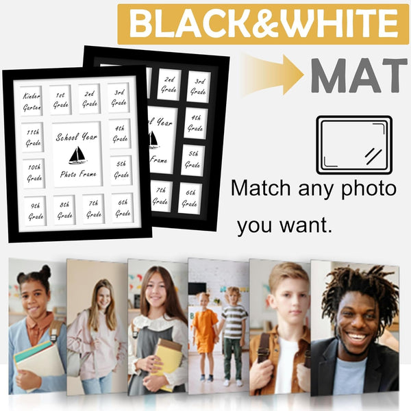 12X16 K12 School Year Frame 1 5X7 12 Small Photos Black6