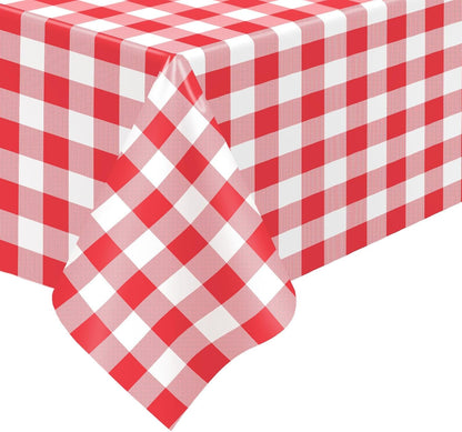 2 Pack Red Gingham Tablecloth Disposable 54 X 108 Inch | Red and White Checkered Tablecloths Plastic Picnic Tablecovers for Birthday Party, Baby Shower, Back to School, Christmas4